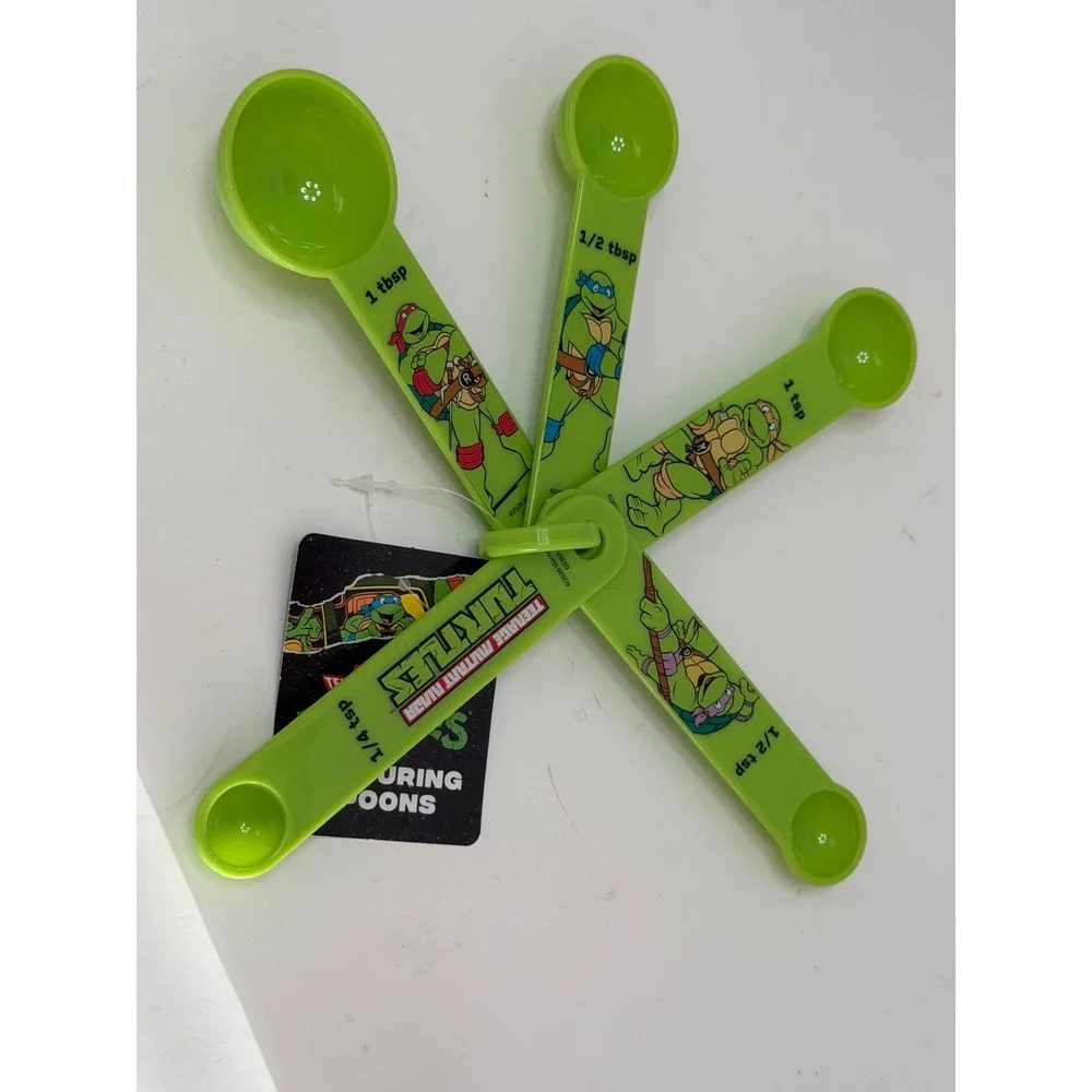Nickelodeon Teenage Mutant Ninja Turtles Measuring Spoons 5pc Set Green TMNT New